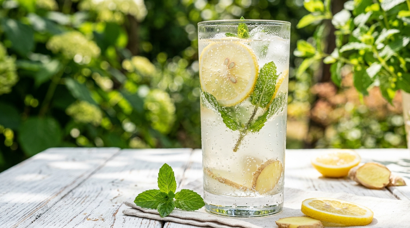 Kéfir de agua refrescante con limón y jengibre