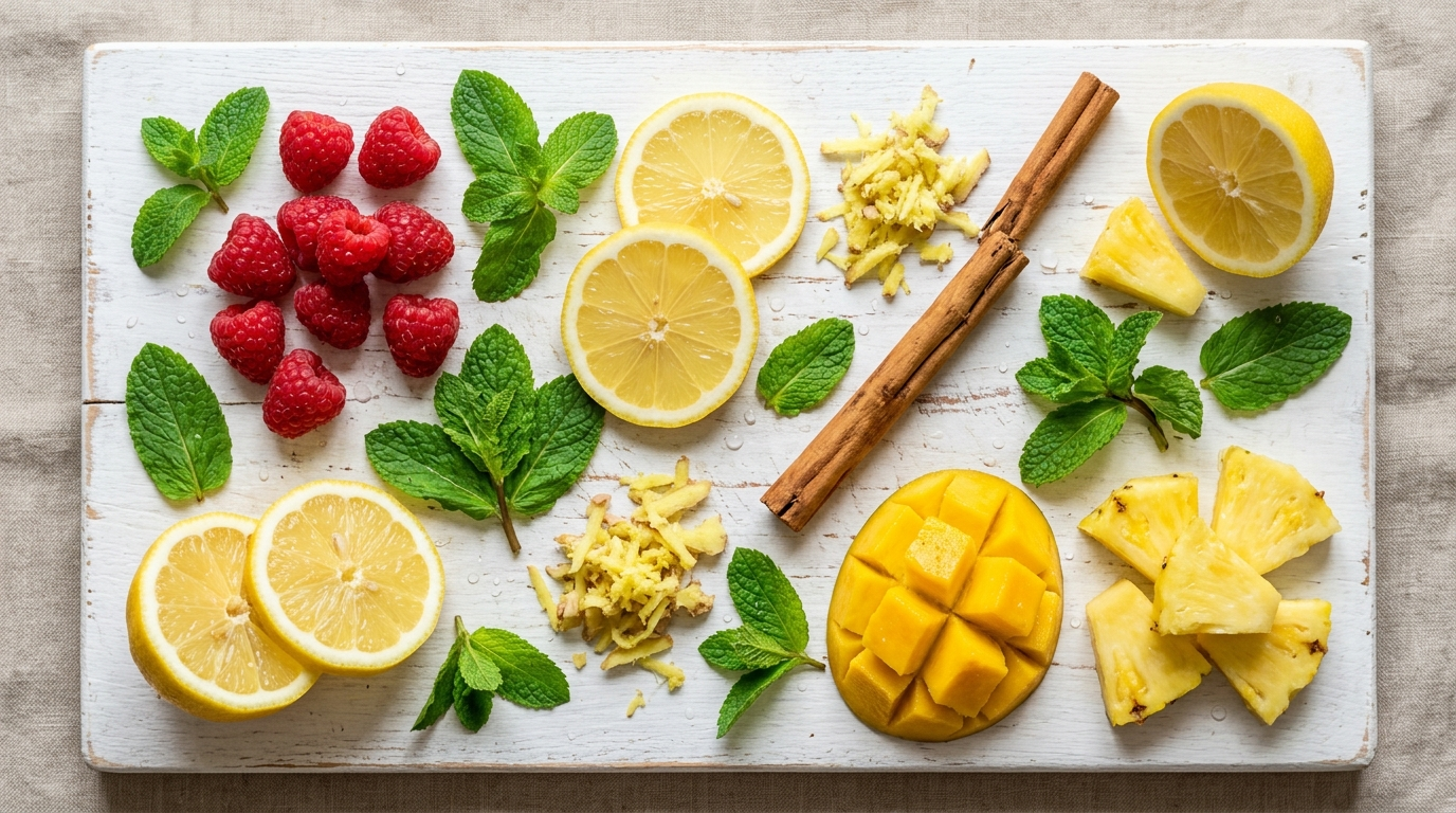 Sabores para segunda fermentación del kéfir de agua: frutas, jengibre y hierbas