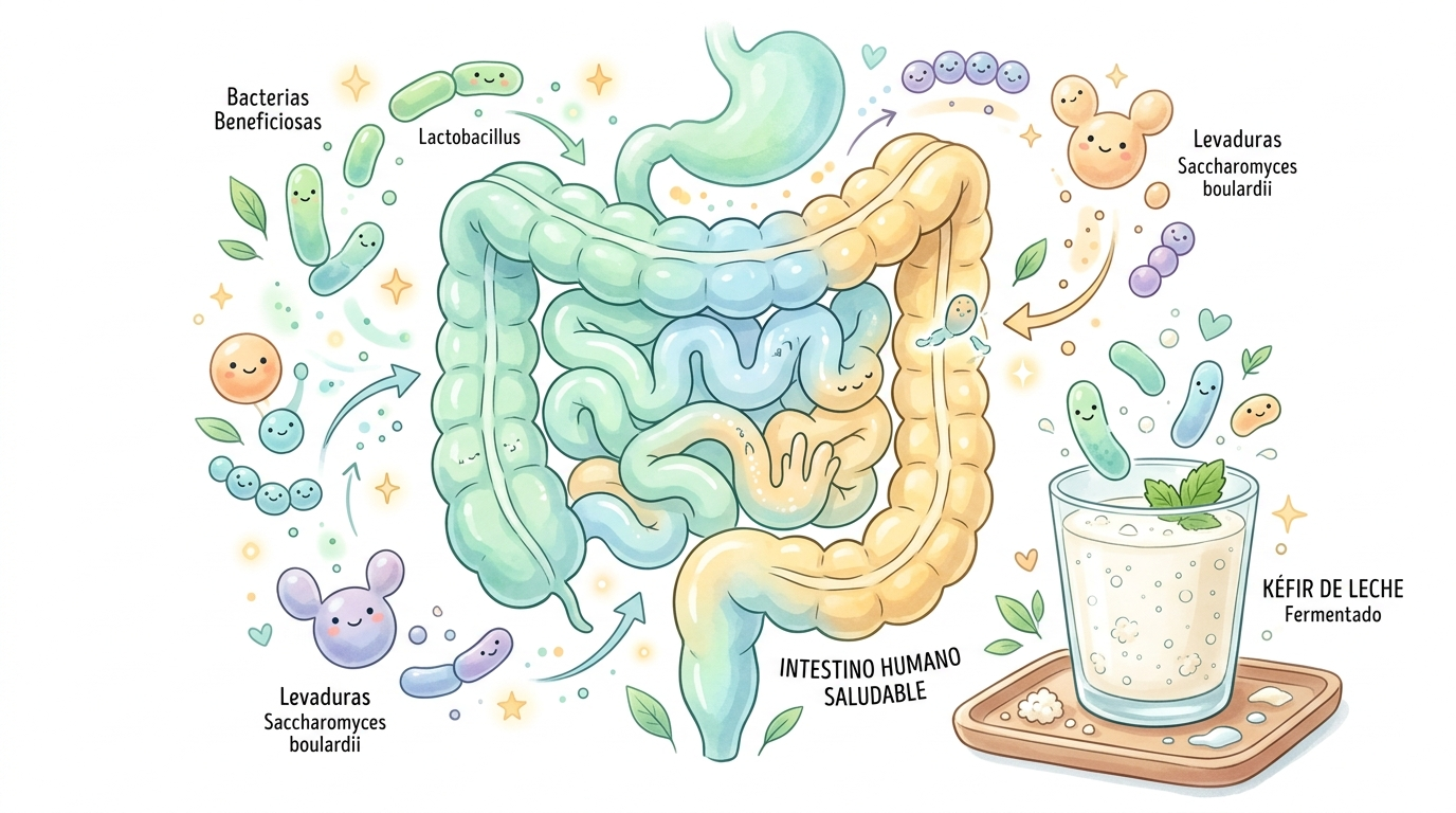 Flora intestinal y kéfir probiótico