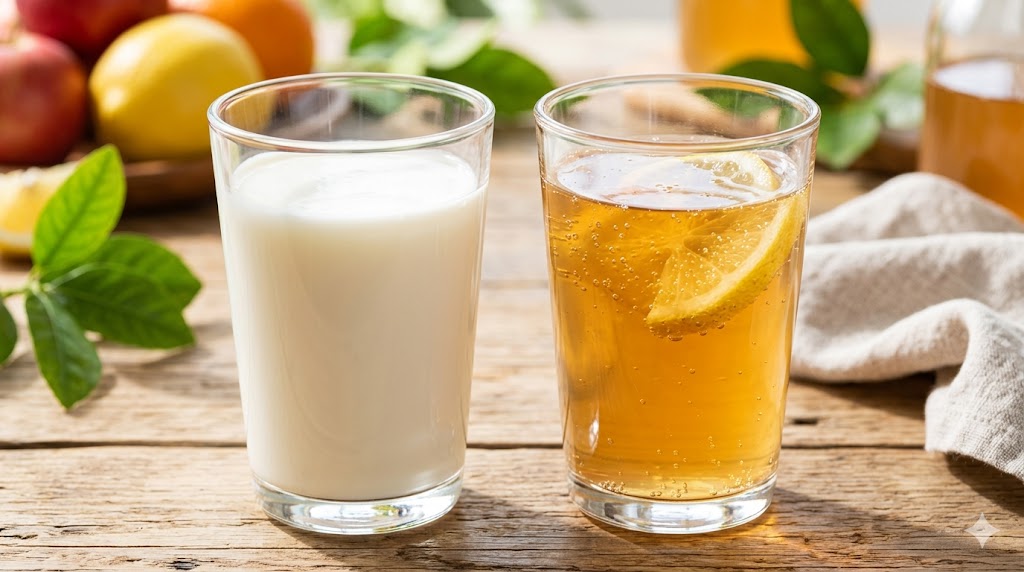 Nódulos de kéfir de leche y de agua comparados